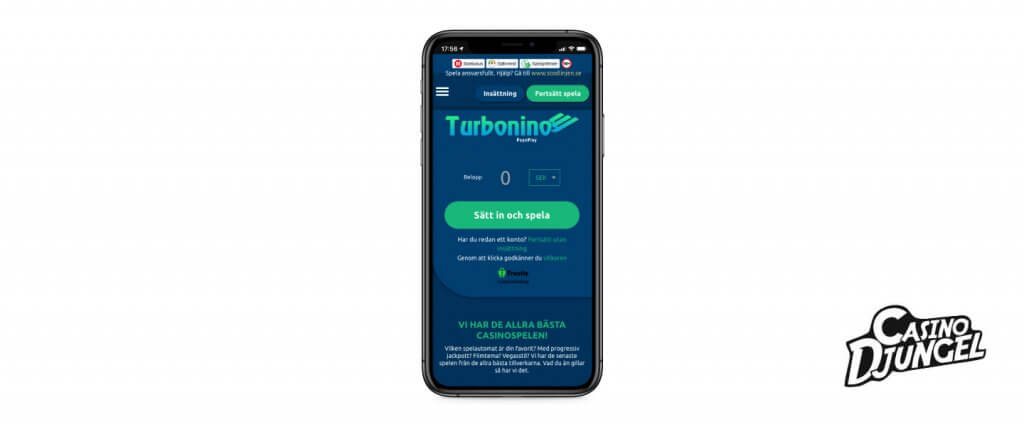 Turbonino casino mobil screenshot