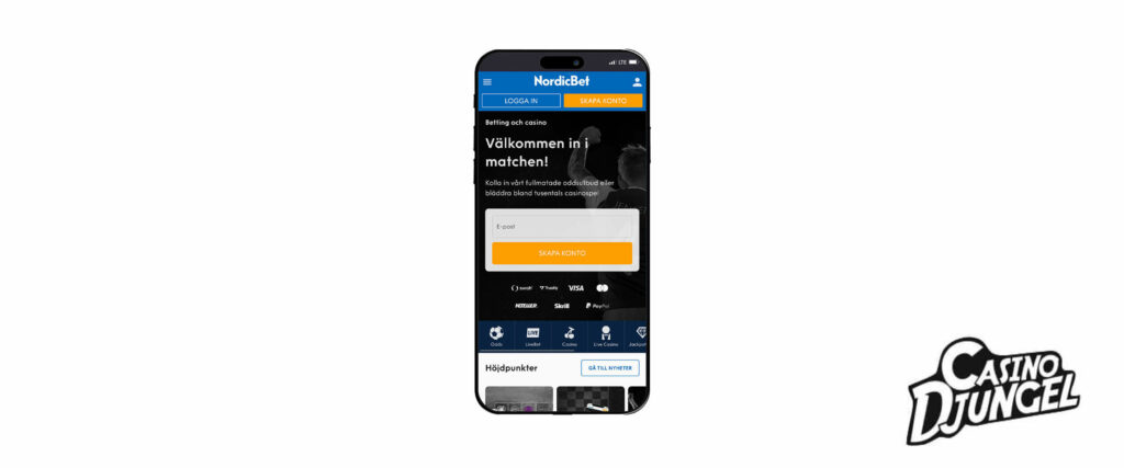 Nordicbet i mobilen