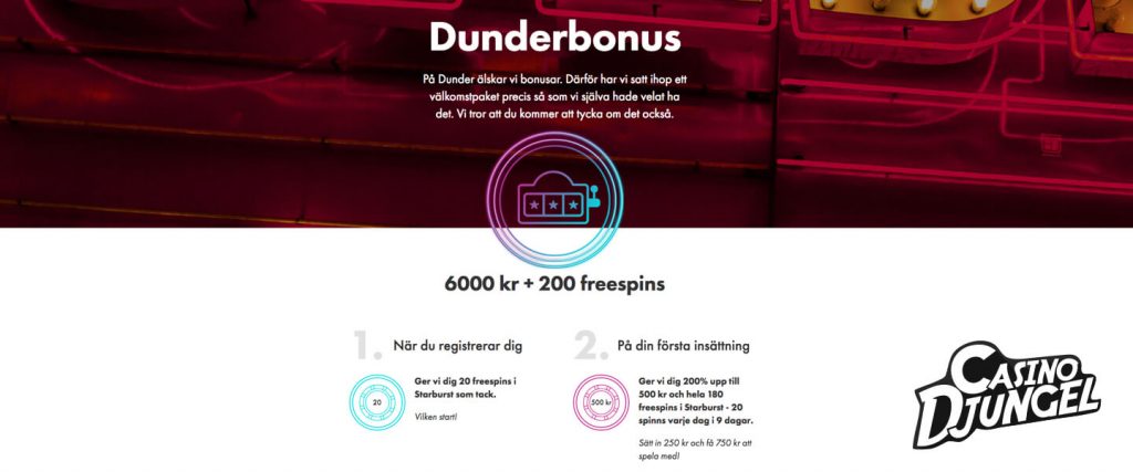 Dunder Casino Bonus Exempel